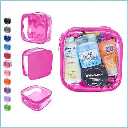 EzPacking Clear TSA Approved 3-1-1 Travel Toiletry Bag for Carry On/Quart Size Transparent Liquids Pouch for Airport Security/Reusable See Through Vinyl & PVC Plastic Organizer Men Women (Pink)