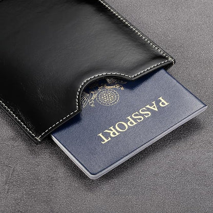 HISCOW Minimalist Passport Sleeve - Italian Calfskin (Antiqued Black)