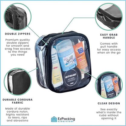 EzPacking Clear TSA Approved 3-1-1 Travel Toiletry Bag for Carry On/Quart Size Transparent Liquids Pouch for Airport Security/Reusable See Through Vinyl & PVC Plastic Organizer Men Women (Royal Blue)