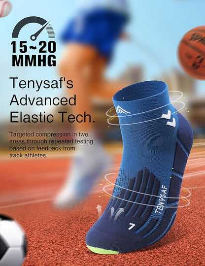 Compression Sport Running Socks: Athletic Socks for Men Women with Cushion,3 Pairs Work Hiking Basketball Ankle Socks