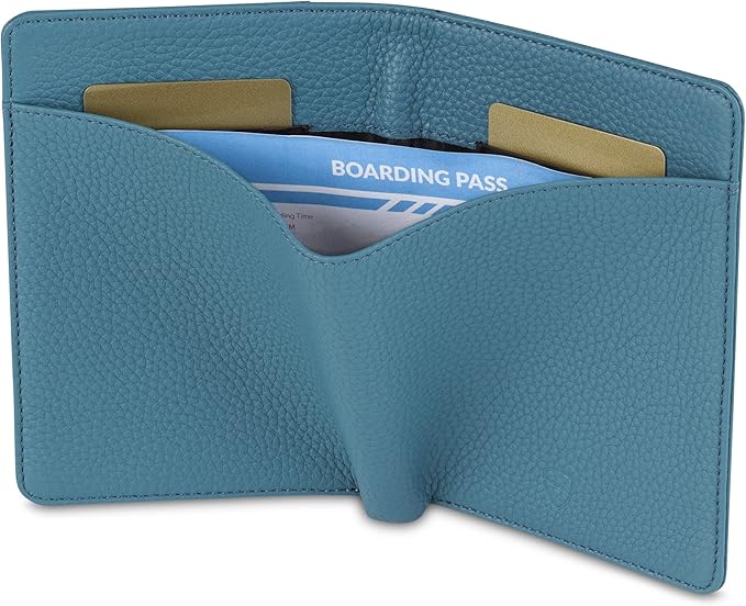 Vaultskin Leather Passport Holder, Slim RFID Blocking Travel Wallet for Men and Women, Fits Passport, Credit Cards, ID, Cash, Passport Cover Ideal Travel Accessories with Gift Box (Kensington)