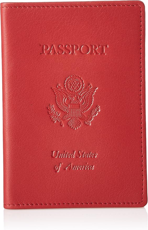 Royce Leather RFID Blocking Passport Travel Document Organizer in Leather, Red 3, One Size
