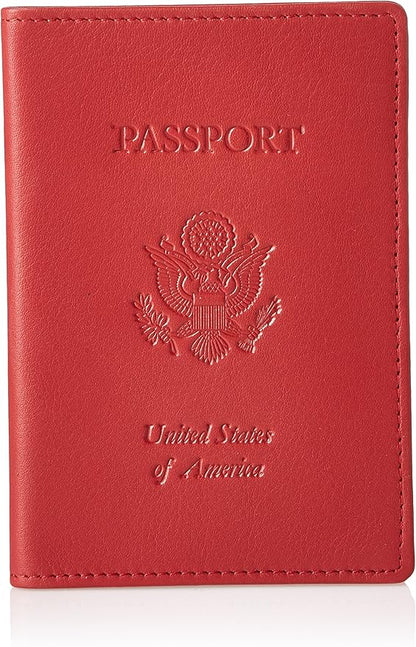 Royce Leather RFID Blocking Passport Travel Document Organizer in Leather, Red 3, One Size