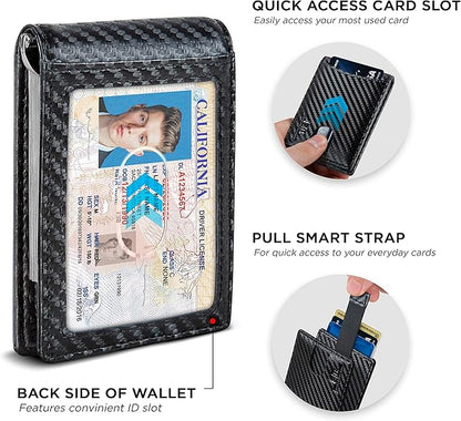 SERMAN BRANDS RFID Blocking Slim Bifold Genuine Leather Minimalist Front Pocket Wallets for Men with Money Clip Thin Gift