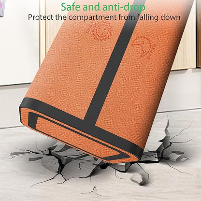 7-Day AM/PM Pill Organizer with Scratch-Resistant Leather Case - Portable Weekly Travel Medicine Box with Detachable Daily Pods & Privacy Design (Bright Orange)