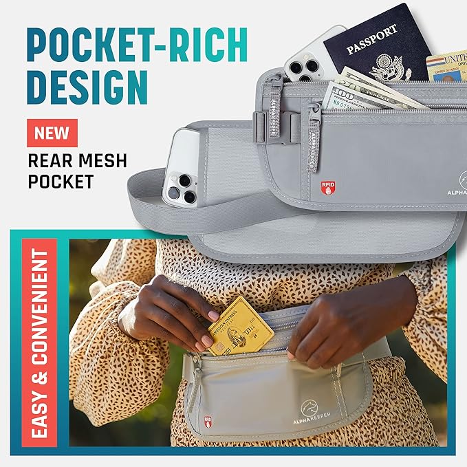 Hidden Money Belt for Travel for Men, Waist Wallet Anti Theft, RFID Passport Holder For Travel Men Or Women, Money Pouch, RFID Passport Holder