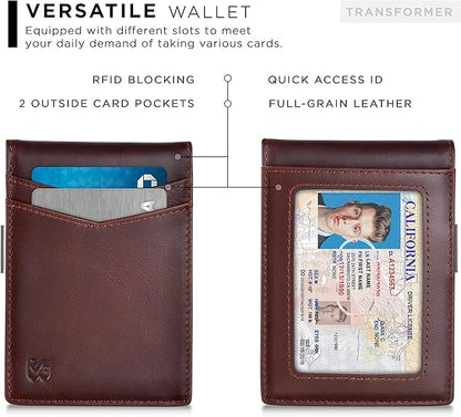 SERMAN BRANDS Money Clip Wallet - Mens Wallets slim Front Pocket RFID Blocking Card Holder Minimalist Mini Bifold