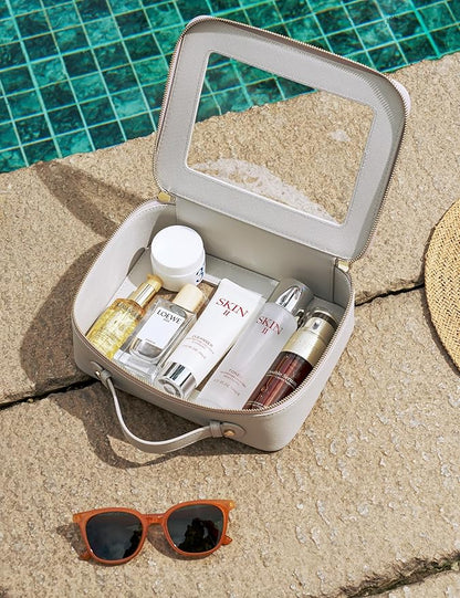 Popvibe Clear Makeup Bag Travel Cosmetic Case Transparent Toiletry Bag with Zipper, Portable Make Up Organizer Traveling Compact Car Bag for Essentials