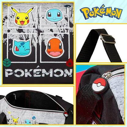 Pokemon Duffel Bag for Kids Boys Anime Pikachu Carryall Duffle Bag with Adjustable Strap for Travel Sports Gear Equipment Organizer Gifts for Kids