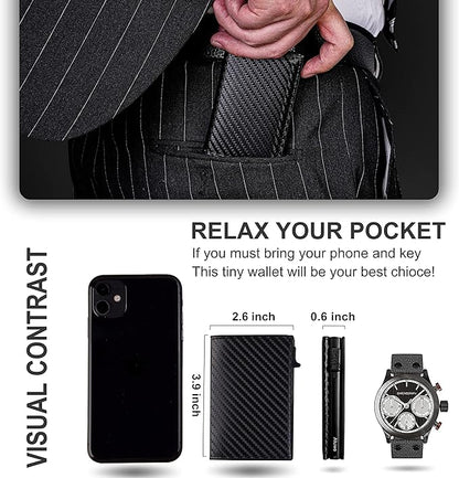 Aiuwo Wallet for Men,Mens Wallet Card Holder,Smart,Slim,Minimalist Wallet,Credit Cards Holder RFID Blocking Wallet (Card Wallet, Carbon Fiber)