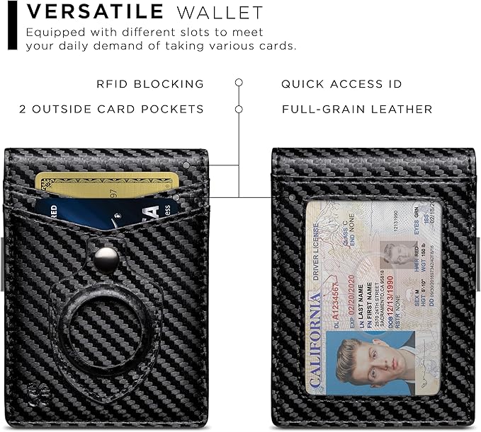 SERMAN BRANDS Money Clip Wallet - Mens Wallets slim Front Pocket RFID Blocking Card Holder Minimalist Mini Bifold