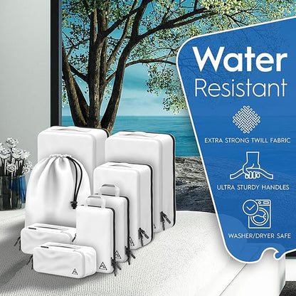 8-Piece Luxury Compression Packing Cubes & Bags for Travel – Maximize Space in Luggage with HybridMax Double-Capacity Design, 50 Luggage Tags, Deluxe Set, Lifetime Satisfaction Suitcase Organizer Bags