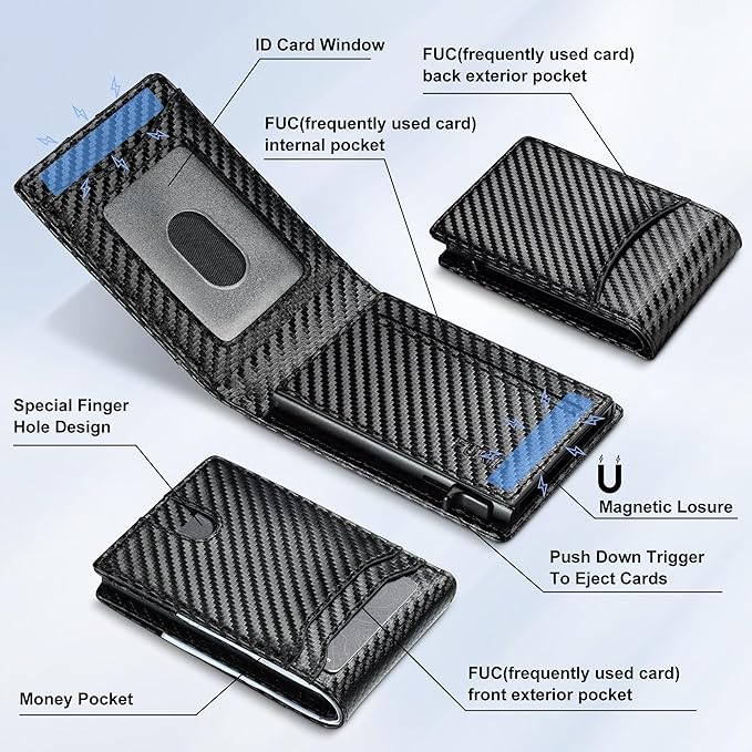 furid Card Wallet For Men Slim: Smart Wallet - Rfid Minimalist Front Pocket with ID Window Pop Up Wallet Gift For Male