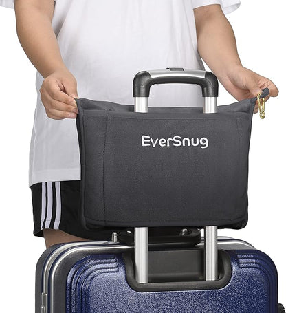 EverSnug Travel Blanket and Pillow - Premium Soft 2 in 1 Airplane Blanket with Soft Bag Pillowcase, Hand Luggage Sleeve and Backpack Clip (Grey)