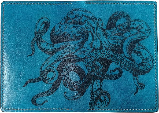 Mayan Corner - Octopus engraving travel wallet, authentical handcrafted passport wallet