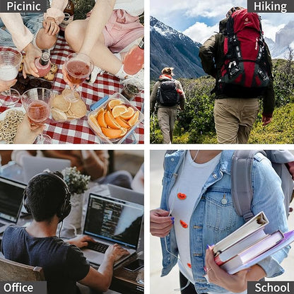 Travel Utensils with Case, Portable Travel Silverware Set Stainless Steel Lunch Box Cutlery Set for Work, Camping, Picnic, Hiking, Office (Silver)