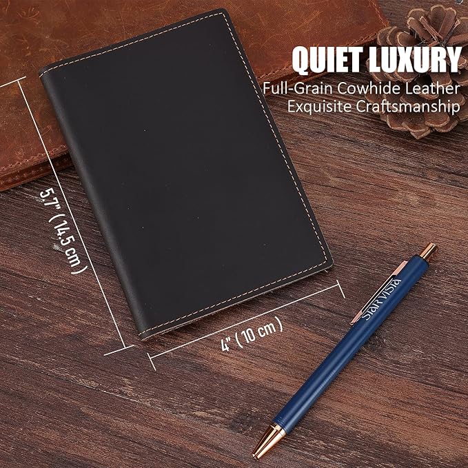 STAR VISTA Albatross Leather Travel Passport Holder, Minimalist Design, Full Grain Leather Case for Women and Men - Slim Passport Wallet, Bifold, RFID Blocking, with AirTag Holder, Dark Chocolate