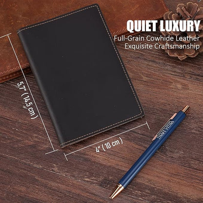 STAR VISTA Albatross Leather Travel Passport Holder, Minimalist Design, Full Grain Leather Case for Women and Men - Slim Passport Wallet, Bifold, RFID Blocking, with AirTag Holder, Dark Chocolate