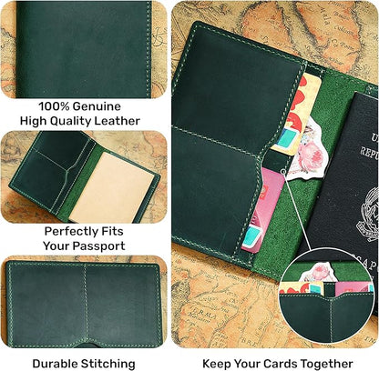 HIFA Leather Passport Holder, Handmade Passport Cover with Card and Ticket Slot - Genuine Leather, Elegant Design, Easy Access - Passport Case, Passport Wallet, Passport Holder