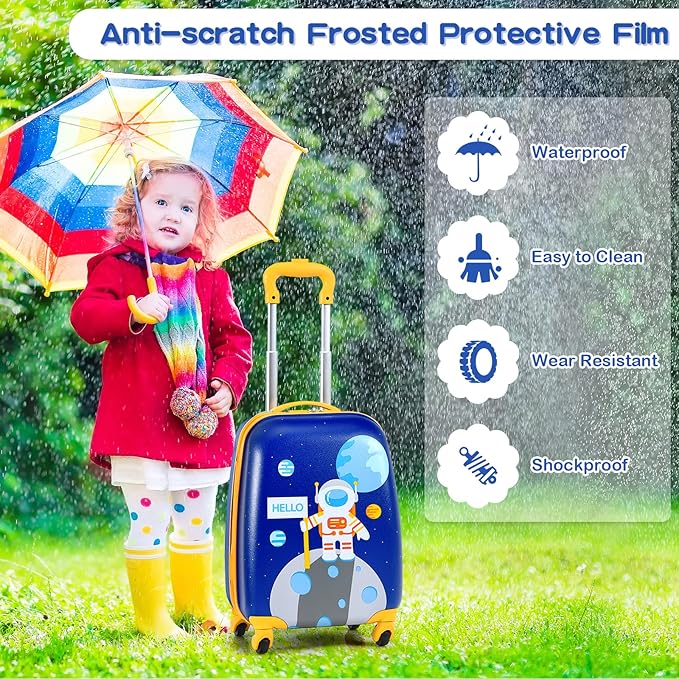 HONEY JOY Kids Luggage, 12" Toddler Backpack & 16" Travel Suitcase with Wheels, Lightweight Toddler Girls Suitcase, Durable ABS Hardshell, 2Pcs Carry On Luggage Set for Boys Girls