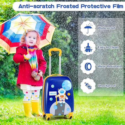 HONEY JOY Kids Luggage, 12" Toddler Backpack & 16" Travel Suitcase with Wheels, Lightweight Toddler Girls Suitcase, Durable ABS Hardshell, 2Pcs Carry On Luggage Set for Boys Girls