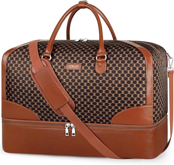 Weekender Bag for Women, Travel Duffel Bag Carry On Overnight Bag with Shoe Compartment Large Nylon Travel Weekend Tote Bag