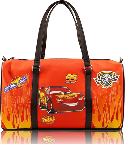 Disney Cars Lightning McQueen Mini Duffle Bag for Kids | Small Disney Travel Bag for Boys, Girls, Toddlers | Lightning McQueen Overnight Bag for Sleepovers, School, Sports | Ages 3+