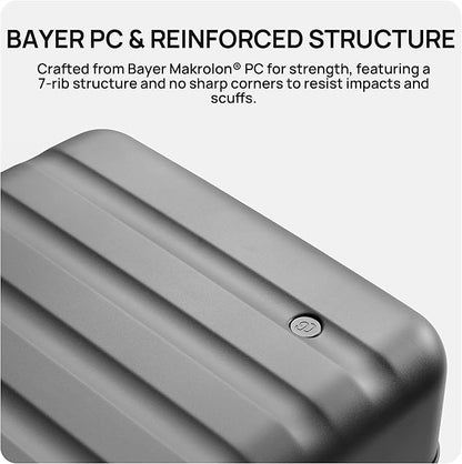 NINETYGO Carry On Luggage 22x14x9 Airline Approved, 20 Inch Luggage with Smooth Spinner Wheels, Lightweight, Hard Shell PC Suitcase Carry-On, Travel Luggage, TSA Approved (Grey, Rhine Basic2.0)