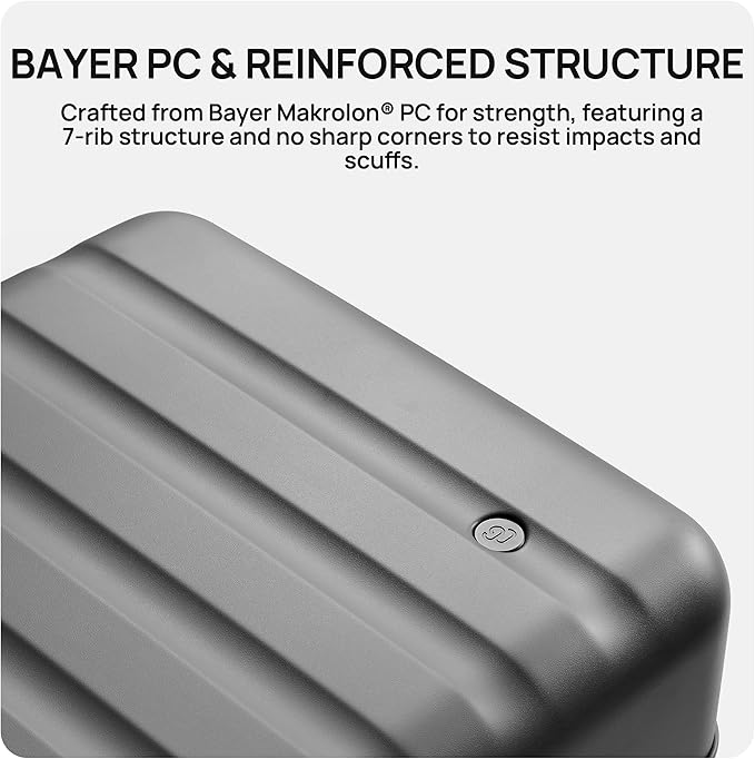 NINETYGO Carry On Luggage 22x14x9 Airline Approved, 20 Inch Luggage with Smooth Spinner Wheels, Lightweight, Hard Shell PC Suitcase Carry-On, Travel Luggage, TSA Approved (Black, Rhine Basic2.0)