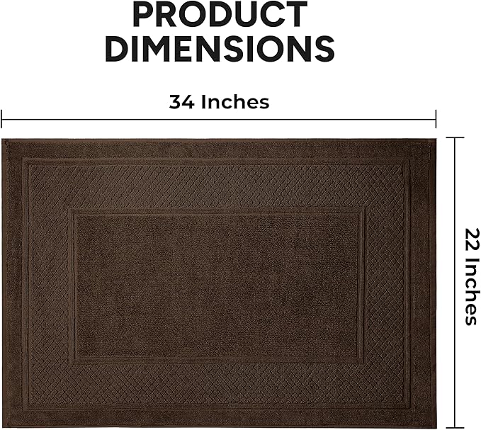 Avalon Towels Brown Bath Mat - 100% Cotton Set of 2 Absorbent Bathmat - Bathroom Mats Quick Dry Bath Mats for Bathrooms (22x34 Inches)