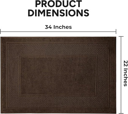 Avalon Towels Brown Bath Mat - 100% Cotton Set of 2 Absorbent Bathmat - Bathroom Mats Quick Dry Bath Mats for Bathrooms (22x34 Inches)