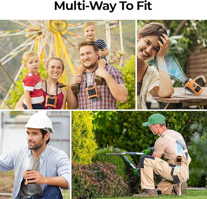 AMACOOL Portable Waist Fan Clip On, MAX 40H Work Time, 10000mAh Rechargeable Wearable Shirt Fan with Light, 16000RPM Powerful 5 Speed Belt Fans Personal Cooling Fans for Outdoor Jobsite Travel