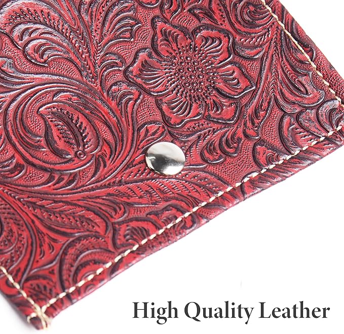 Pill Organizer,Haecsfl Weekly Travel Pill Case Box Medication Reminder Daily AM PM, Day Night 7 Compartments,for 4 Times A Day, 7 Days a Week-Includes Leather PU Carrying Case(1-Carved Red)