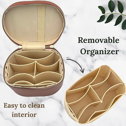 JAZD Vanity Case Makeup Bag with Removable Organizer Divider, Travel Toiletry Cosmetic Organizer for Women