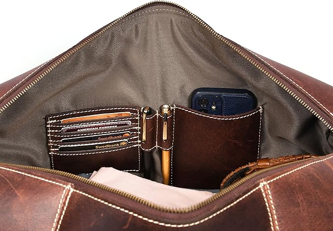 Leather Duffel Bag for Men & Women Travel, Weekend, Overnight, Gym Bag