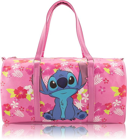 Disney Stitch Mini Duffle Bag for Girls | Small Travel Bag with Hawaiian Print | Lightweight Disney Overnight Bag with Adjustable Strap | Ages 3+