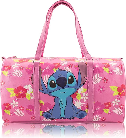 Disney Stitch Mini Duffle Bag for Girls | Small Travel Bag with Hawaiian Print | Lightweight Disney Overnight Bag with Adjustable Strap | Ages 3+