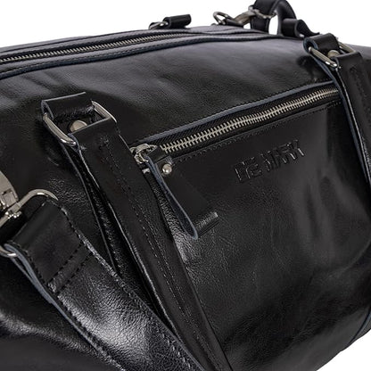 Travel Leather Bag - Genuine Duffel Bag Overnight Weekender for Men & Women