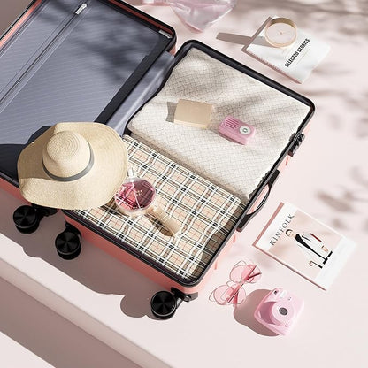 OLIXIS 28 Inch Luggage, Hardside Checked Suitcase with Spinner Wheels, Lightweight ABS Hard Shell Travel Luggage, TSA Approved Lock, Expandable Large Suitcase for Business & Travel–Pink