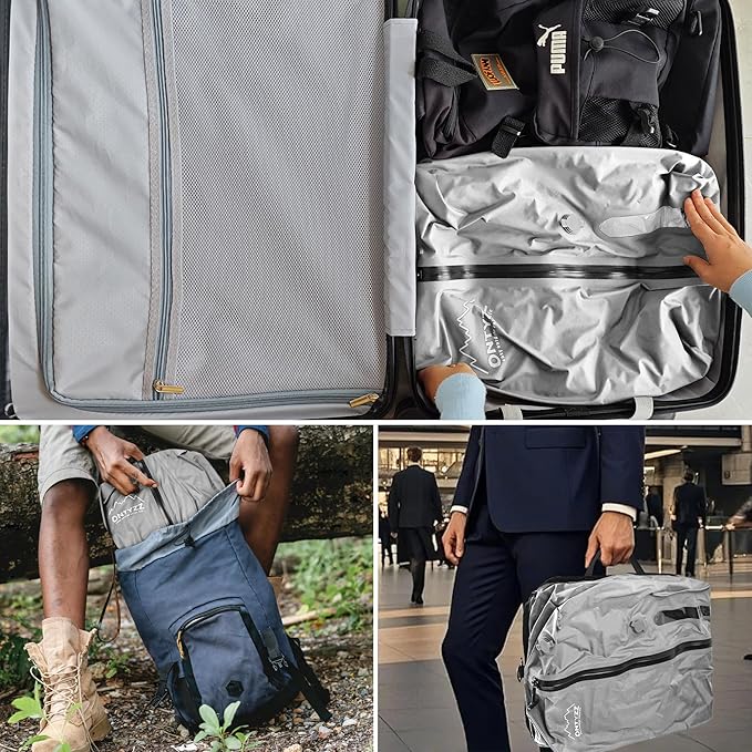 ONTYZZ Two Pack Travel Vacuum Compression Bags Space Saver Vacuum Bags Reusable Compression Bag with IP67 Waterproof Zipper for Travel Suitcases and Backpack,Grey（NO PUMP!）