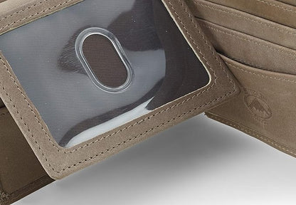 Stealth Mode Leather Bifold Wallet for Men With ID Window and RFID Blocking
