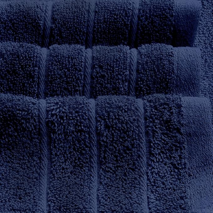 Tens Towels Pack of 8 Towels Set, 2 Extra Large Bath, 2 Hand, 4 Washcloths, 100% Cotton, Lighter Weight, Quicker to Dry, Super Absorbent, Perfect for Bathroom, Navy