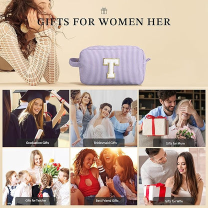 YOOLIFE Valentines Day Gifts - Valentines Day Gifts for Her, Personalized Birthday Gifts for Women Her Mom Girlfriend Wife Best Friend Teacher Sister Daughter, Monogram Initial Green Makeup Bag A