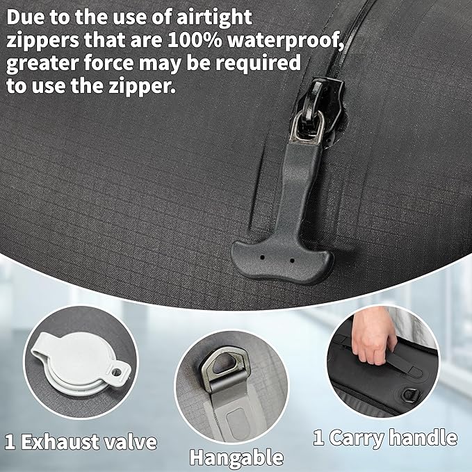 Compression Packing Cubes for Travel, Small Vacuum Bags for Business Trip, 12 Inch Professional IP67 Reusable Packing Cubes, Organizer Bags for Luggage for Women & Men(2 PACK, No Pump)