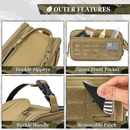 PAVILIA Extra Large Tactical Toiletry Bag for Men, Travel Hygiene Bag, Military Gear Dopp Kit, Molle Accessories Pouch, Shaving Grooming Essentials Gym Bathroom Shower Toiletries Tool EDC, Tan XL