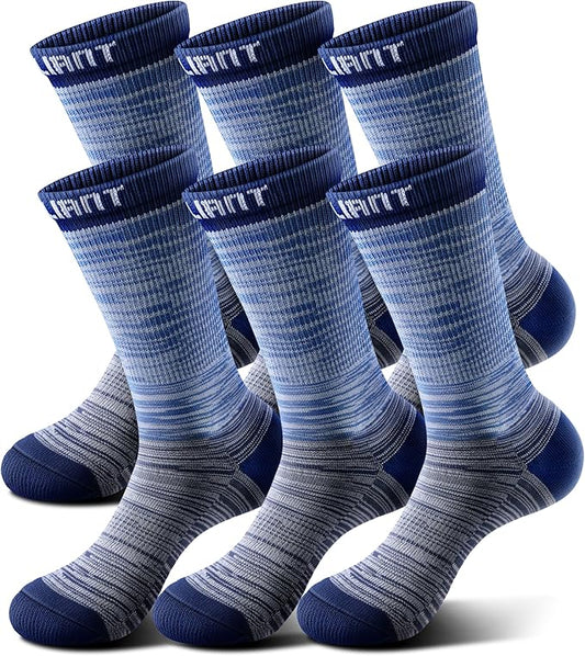 BULLIANT Compression Socks for Men 6Pairs, Athletic Crew Socks Cushioned For Men Sports Running-Arch Support