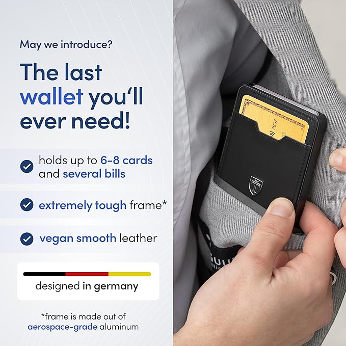 TRAVANDO Swype Slim Wallet for Men Metal RFID Blocking Mens Wallet Card Case (Without AirTag* Pocket)