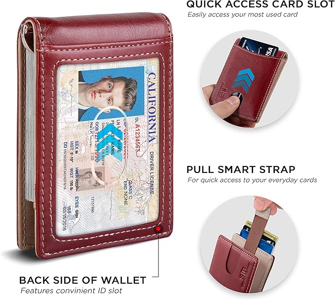 SERMAN BRANDS RFID Blocking Slim Bifold Genuine Leather Minimalist Front Pocket Wallets for Men with Money Clip Thin Gift
