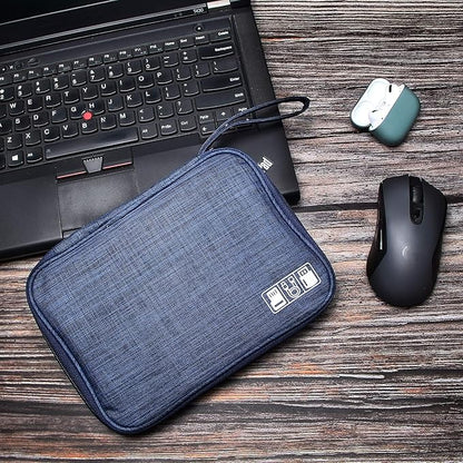SELLYFELLY Travel Electronics Organizer Portable Cable Organizer Bag for Storage Electronic Accessories Case for Cord,Phone,Charger,Flash Drive (Navy Blue)