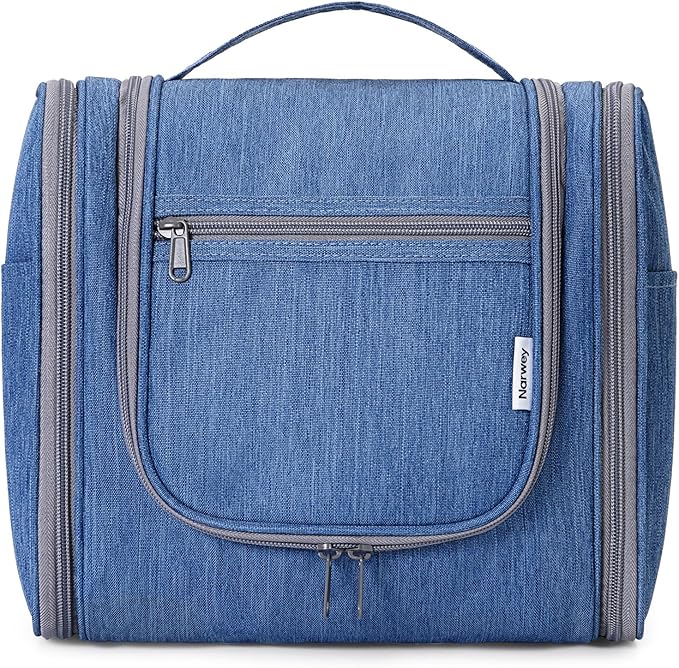 Narwey Hanging Toiletry Bag for Women Travel Makeup Bag Organizer Toiletries Bag Men for Cosmetics Essentials Accessories (Large, Navy Blue)